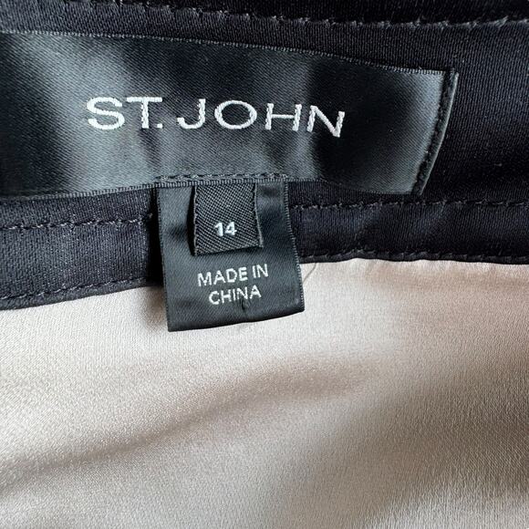 St. John Two-Tone Black & Gray Knit Sheath Dress Sz 14 Designer Evening Cocktail - Picture 6 of 12